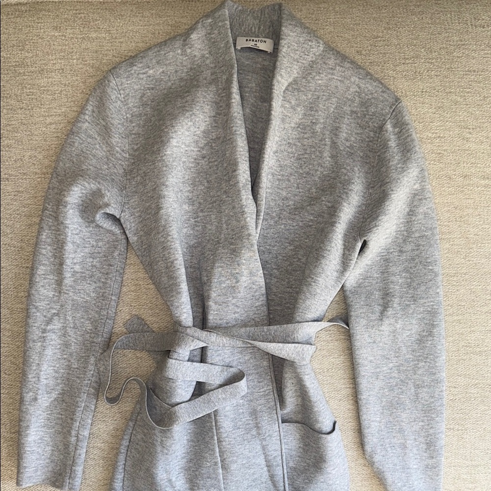 Aritzia Babaton Light Gray Knit Wrap Sweater Cardigan